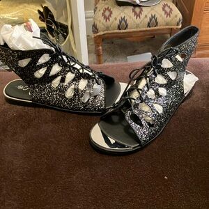 Black Glitter Women's Sandals